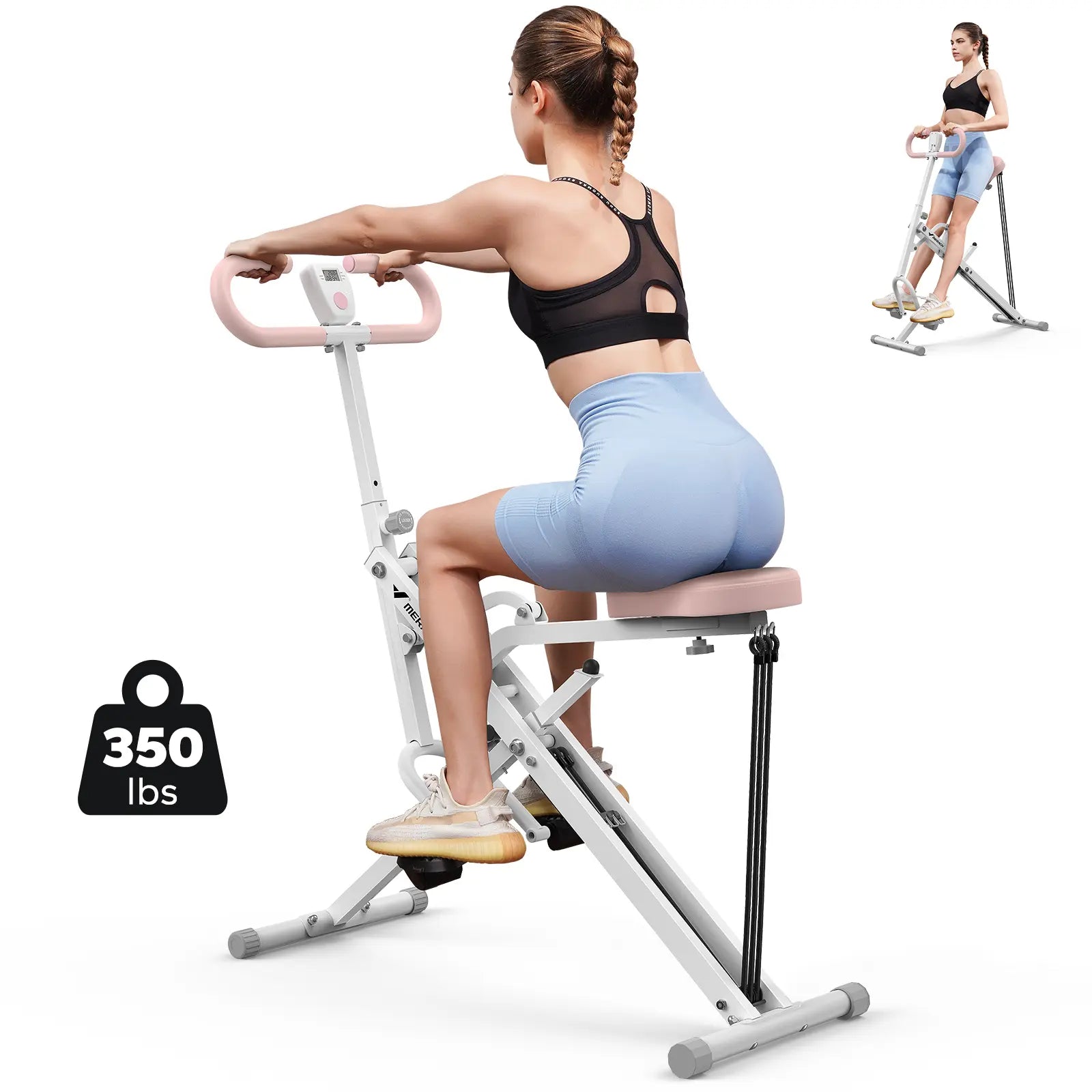 Merach 2-In-1 Squat Rowing Machine, Adjustable Resistance Glutes Leg Workout Equipment with LCD Monitor, 350LBS Capacity Home Gym Exercise for Women Summervibes