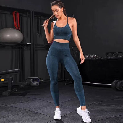 2 Pieces Women'S Tracksuit Seamless Yoga Set Workout Sportswear Gym Clothing High Waist Leggings Fitness Sports Suits - Top Beat Cart