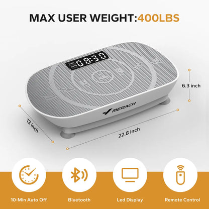 Merach Vibration Plate Exercise Machine, Compact Design with Lymphatic Drainage, High Frequency for Low Impact Full Body Workout, 400Lbs Capacity for Home Gym Workout Equipment Summervibes