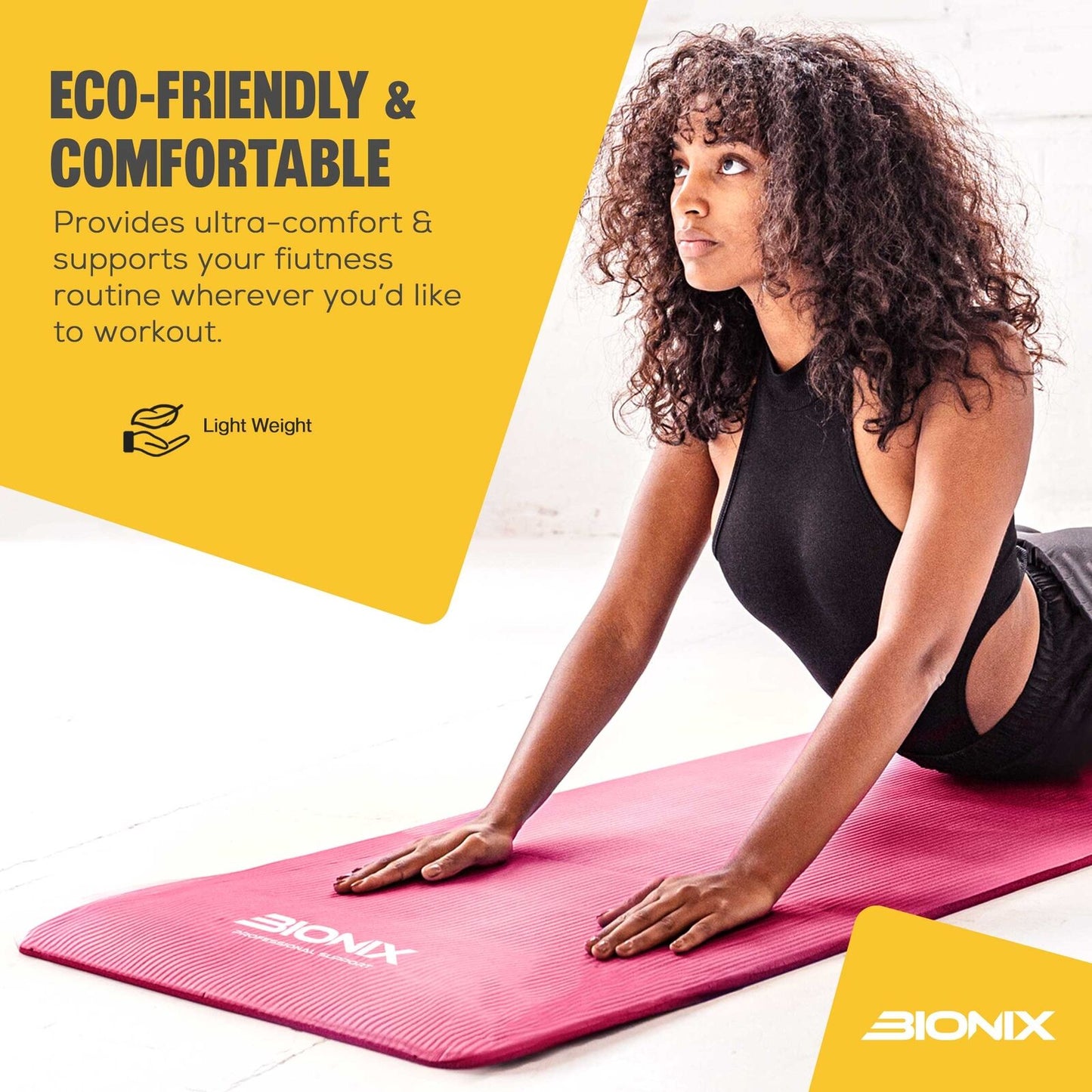 Yoga Mat Thick 10Mm Non Slip Gym Exercise Fitness Pilates Carry Strap NBR 183X62