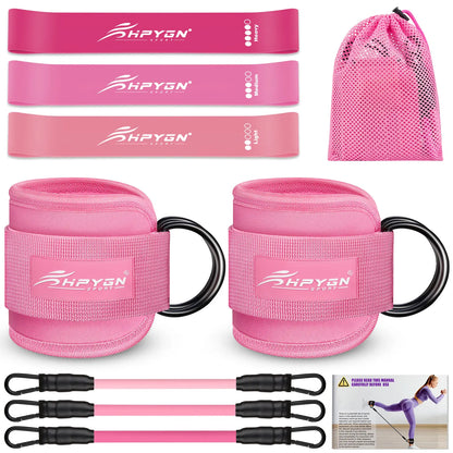 HPYGN Ankle Resistance Bands, Ankle Bands for Working Out with Cuffs, Resistance Bands for Leg Butt Training Workout Equipment for Kickbacks Hip Gluteus Training Exercises, Ankle Strap with Exercise Bands
