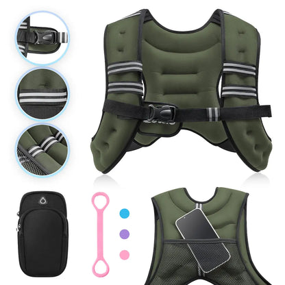 【Aprilstockup】Zelus Weighted Vests,6/8/12/16/20/25/30Lbs Weight Vest with Detachable Phone Pouch&Reflective Stripes&Adjustable Straps| Exercise Equipment & Workout Enhancer for Motivational Walking, Strength Training, Running, Rucking#Summervibes Summervi