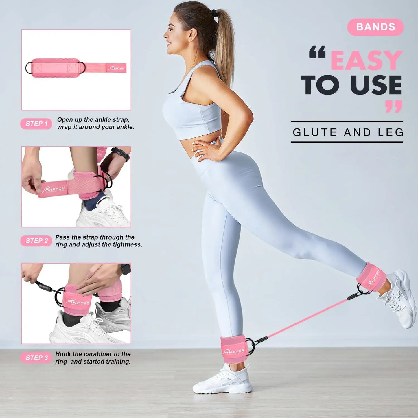 HPYGN Ankle Resistance Bands, Ankle Bands for Working Out with Cuffs, Resistance Bands for Leg Butt Training Workout Equipment for Kickbacks Hip Gluteus Training Exercises, Ankle Strap with Exercise Bands