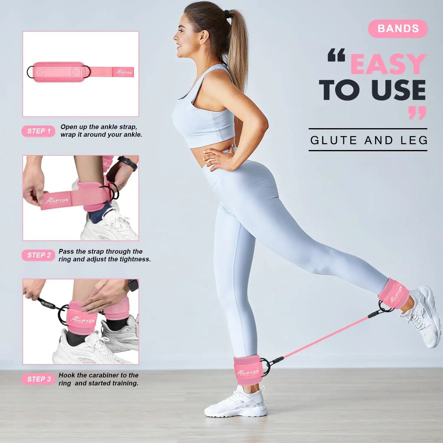 HPYGN Ankle Resistance Bands, Ankle Bands for Working Out with Cuffs, Resistance Bands for Leg Butt Training Workout Equipment for Kickbacks Hip Gluteus Training Exercises, Ankle Strap with Exercise Bands