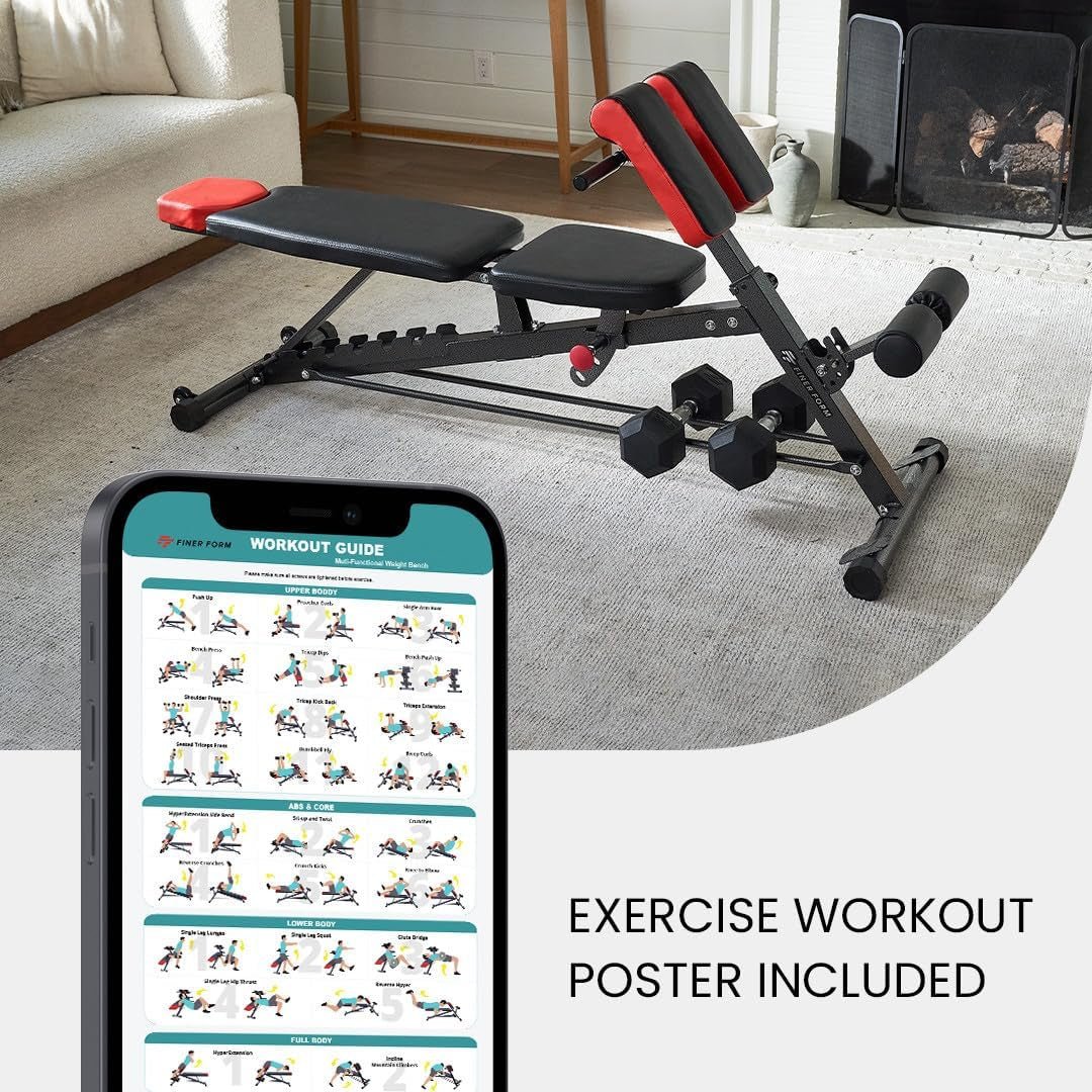 Finer Form Multi-Functional Adjustable FID Weight Bench and Roman Chair - Top Beat Cart