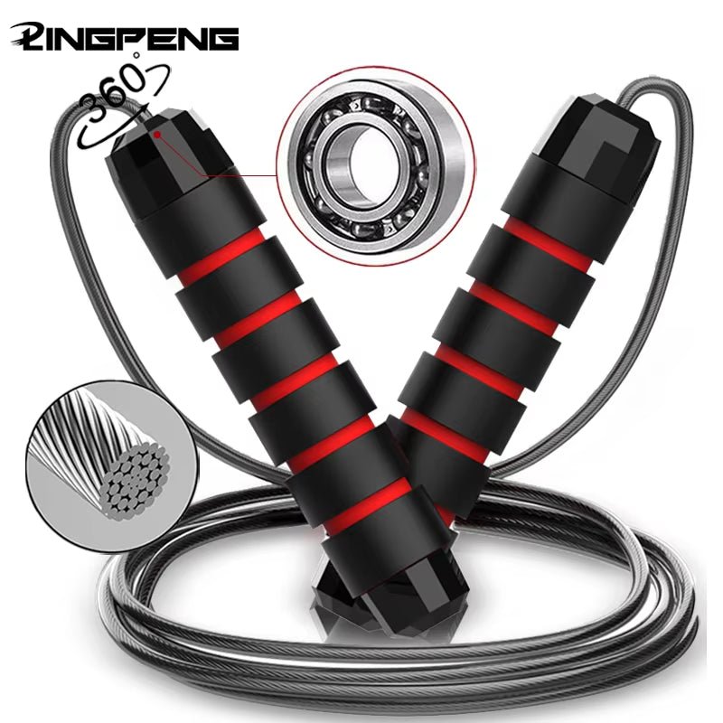 With Ball Bearings Adjustable Tangle-Free Speed Wire Jump Rope Workout with Foam Handles for Fitness Home Workouts and Slim Body - Top Beat Cart