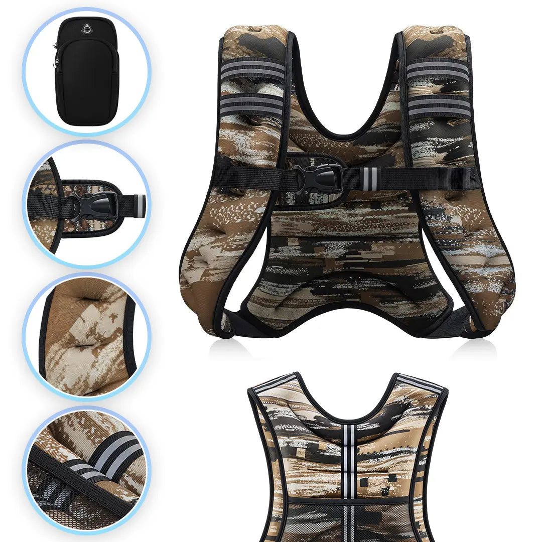 【Aprilstockup】Zelus Weighted Vests,6/8/12/16/20/25/30Lbs Weight Vest with Detachable Phone Pouch&Reflective Stripes&Adjustable Straps| Exercise Equipment & Workout Enhancer for Motivational Walking, Strength Training, Running, Rucking#Summervibes Summervi