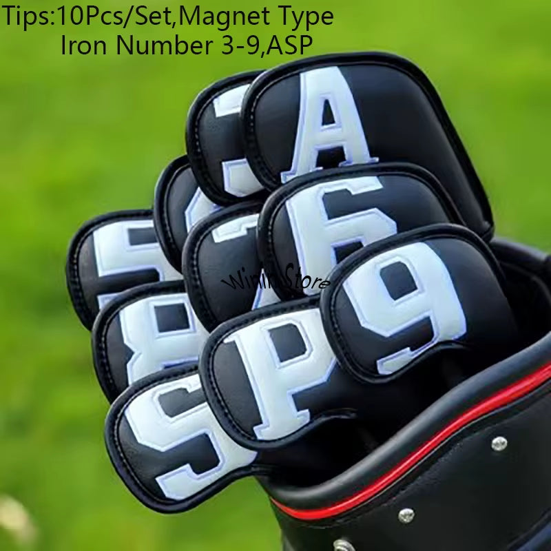10Pcs Magnetic Golf Iron Wedge High-End Golf Iron Head Cover Iron Head Cover Cover 3-9 ASP 10Pcs 6 Colors Golf Accessories