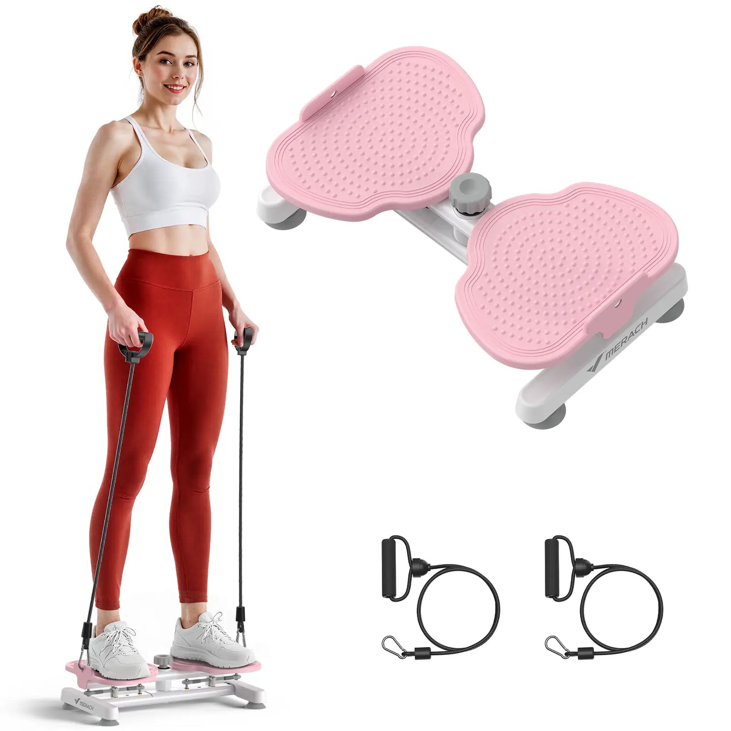 【Live Link Only】Merach Waist Twist Machine Slim Toned Abs Waist Twister Double Non-Slip No Noise Use Exercise Equipment Abdominal Roller Workout for Women Summervibes