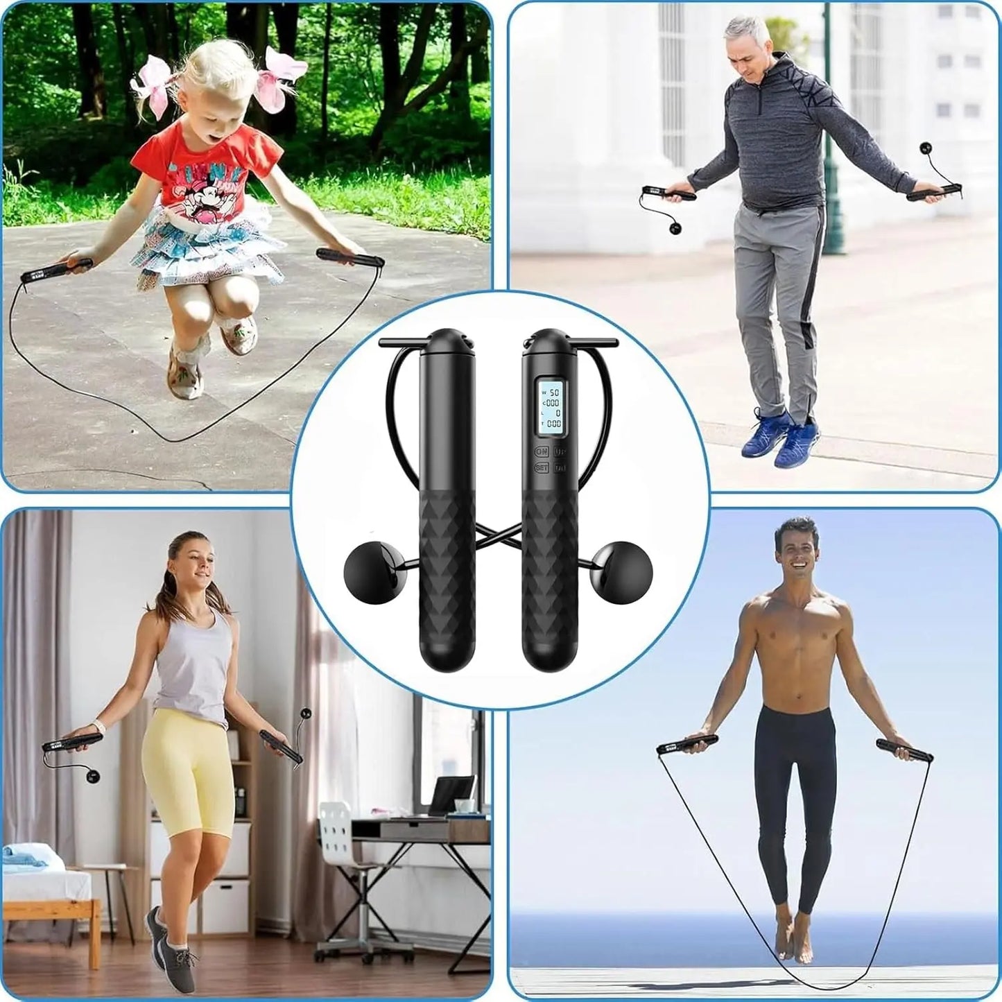 Smart Gravity Ball Jump Rope - Cordless Skipping with Digital Counter, Adjustable Weight for Home/Gym Workouts