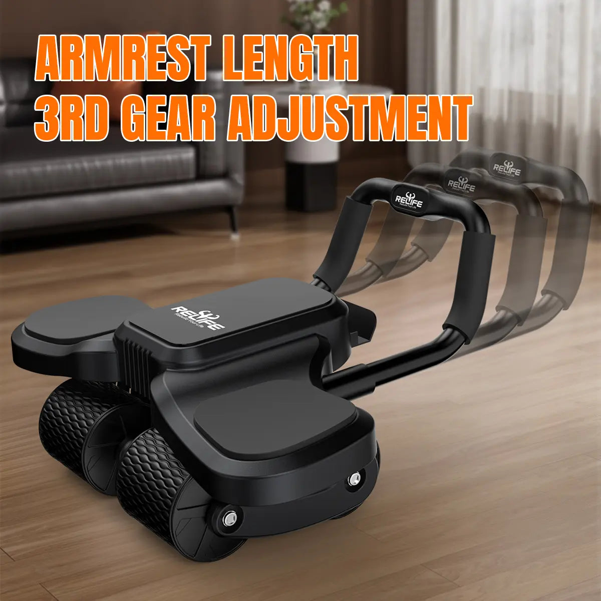 RELIFE REBUILD YOUR LIFE 4-Wheel Ab Roller with Knee Mat Automatic Rebound 2 in 1 Ab Roller with Widened Elbow Support Abdominal Training Equipment