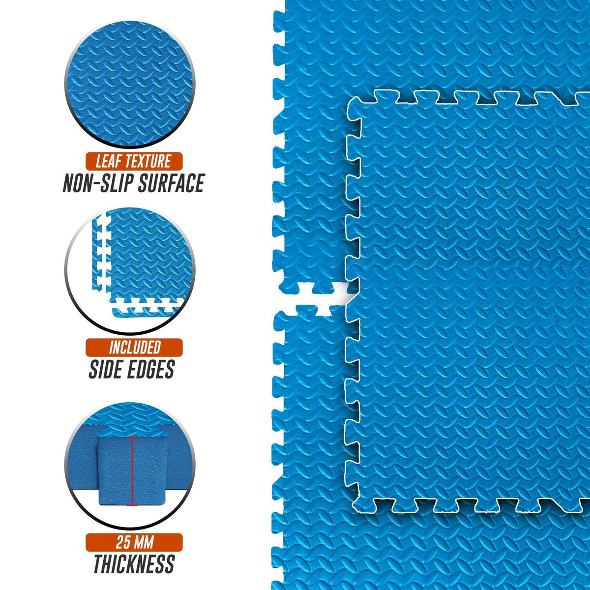 EVA INTERLOCKING FLOOR MATS SOFT FOAM GYM FLOORING MAT YOGA TILES 25 MM 60X60Cm - Top Beat Cart
