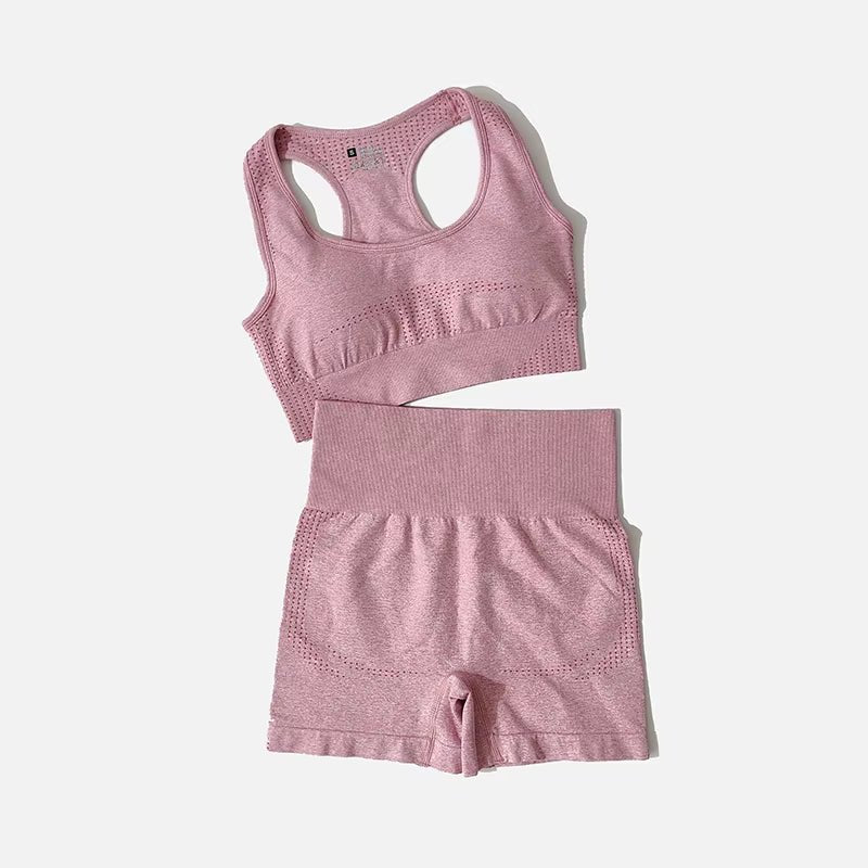 Women Seamless 2PCS Yoga Set Sports Bra High Waist Fitness Gym Shorts Gym Set Running Sportswear Workout Clothes Sports Suits - Top Beat Cart