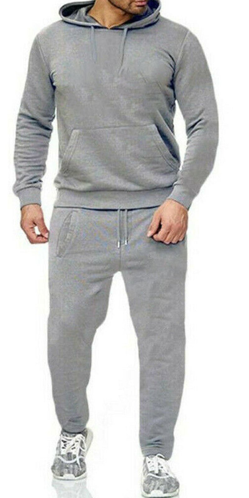 New Mens Pullover Tracksuit Hoodie Jogging Bottoms Set Stretch Sweater Jogger - Top Beat Cart