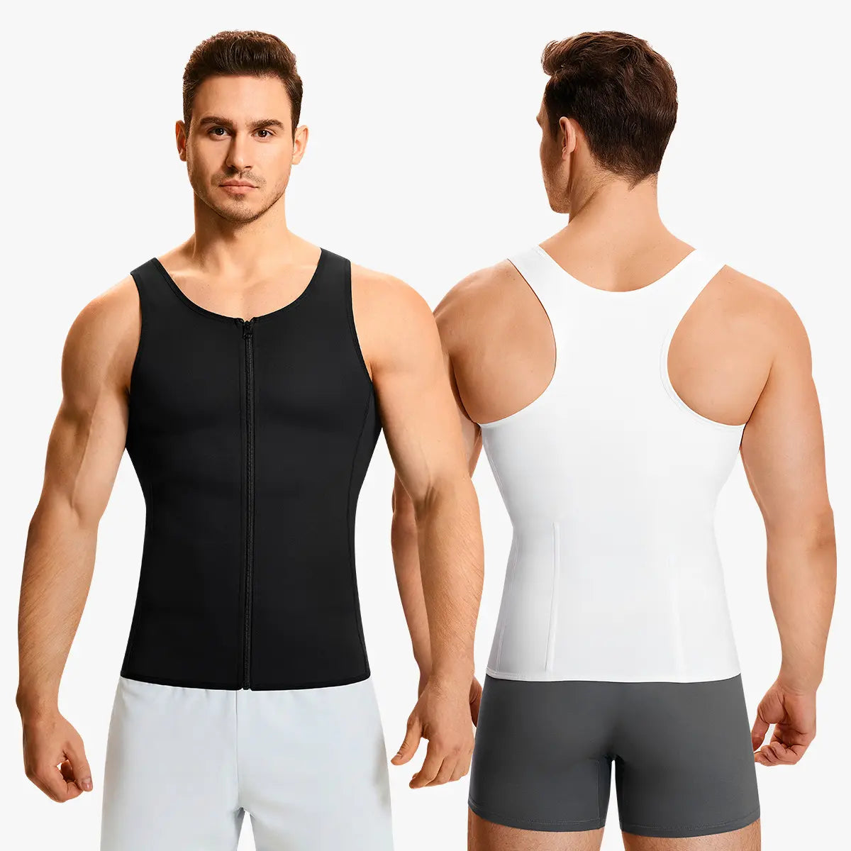 【Nebility】Men'S Waist Trainer Trimmer Compression Vest Steel Bone Support Outdoor Sport Exercise Athletic Shapewear Fitness Zipper#Summervibes