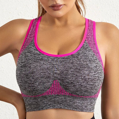 Shockproof Quick Dry Sports Crop Top Women Padded Gather Yoga Bra Push up Gym Running Seamless Workout Fitness Bra - Top Beat Cart