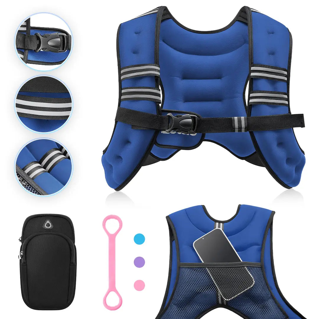 【Aprilstockup】Zelus Weighted Vests,6/8/12/16/20/25/30Lbs Weight Vest with Detachable Phone Pouch&Reflective Stripes&Adjustable Straps| Exercise Equipment & Workout Enhancer for Motivational Walking, Strength Training, Running, Rucking#Summervibes Summervi