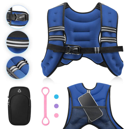 【Aprilstockup】Zelus Weighted Vests,6/8/12/16/20/25/30Lbs Weight Vest with Detachable Phone Pouch&Reflective Stripes&Adjustable Straps| Exercise Equipment & Workout Enhancer for Motivational Walking, Strength Training, Running, Rucking#Summervibes Summervi