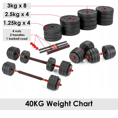 15/20/30/40 Kg Dumbbell Barbell Weight Set Pair Hand Weights Gym Fitness Workout - Top Beat Cart