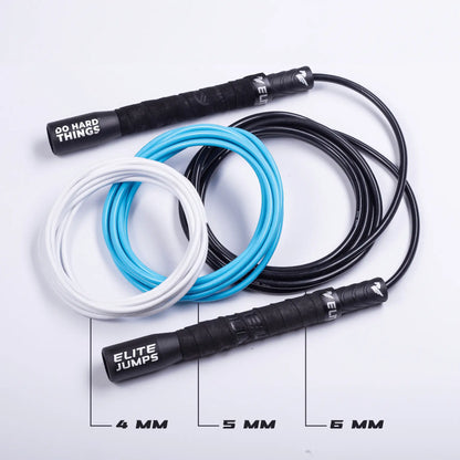 Elite Jumps Do Hard Things 6Mm PVC Jump Ropes for Fitness - Indoor/Outdoor Adjustable Boxing Jump Rope W/ Unbreakable Handles & Ultra-Durable Non-Kinking PVC - Skipping Rope for Men & Women & Boxer Rope Jump Rope