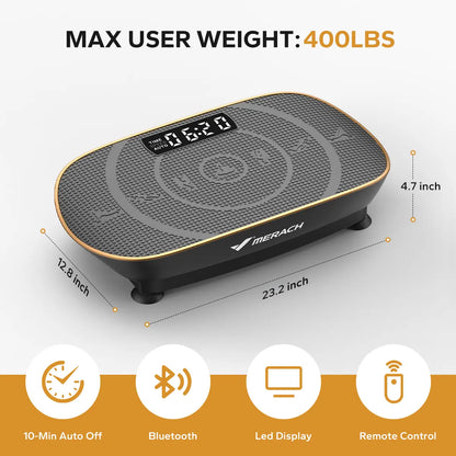 Merach Vibration Plate Exercise Machine with Lymphatic Drainage Feature Compact Design for Full Body Workout Max User Weight 400LBS Home Gym Equipment Summervibes