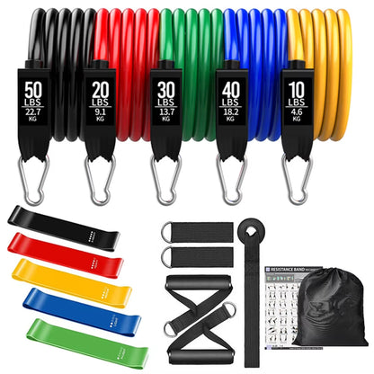 360Lbs Fitness Exercises Resistance Bands Set Elastic Tubes Pull Rope Yoga Band Training Workout Equipment for Home Gym Weight