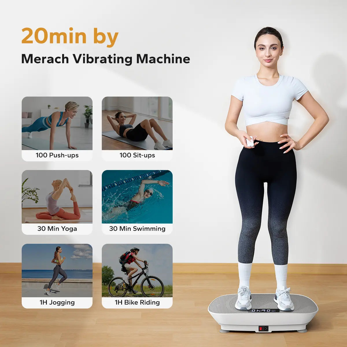 Merach Vibration Plate Exercise Machine with Lymphatic Drainage Feature Compact Design for Full Body Workout Max User Weight 400LBS Home Gym Equipment Summervibes