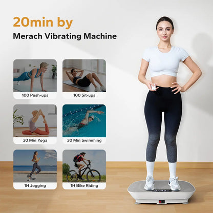 Merach Vibration Plate Exercise Machine with Lymphatic Drainage Feature Compact Design for Full Body Workout Max User Weight 400LBS Home Gym Equipment Summervibes