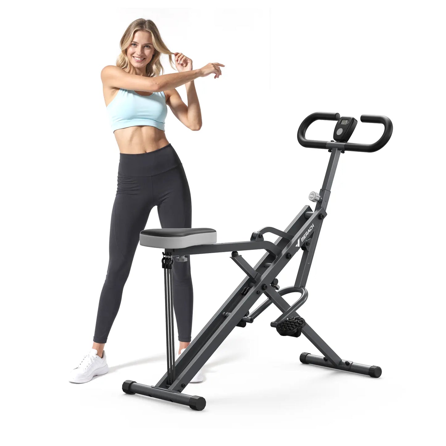 Merach 2-In-1 Squat Rowing Machine, Adjustable Resistance Glutes Leg Workout Equipment with LCD Monitor, 350LBS Capacity Home Gym Exercise for Women Summervibes