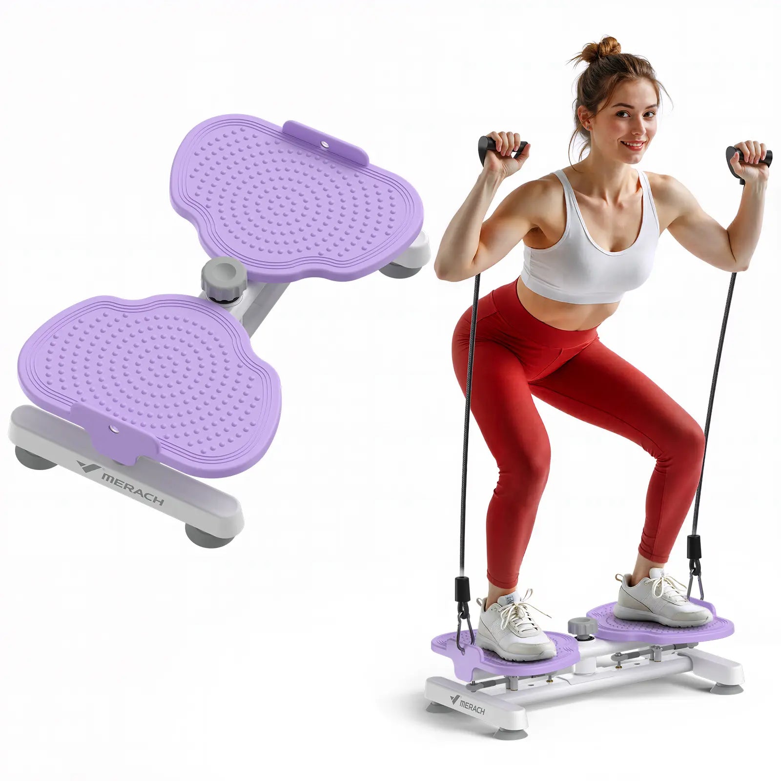 Merach Waist Twist Machine Toned Abs Waist Twister Can Stand with Feet Apart Double Non-Slip No Noise Use Exercise Equipment Abdominal Roller Workout Summervibes