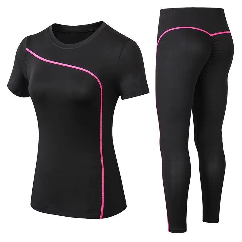 Yoga Set Quick Dry 2 Piece Female Short-Sleeved Long Pants Outdoor Sportswear Fitness Suit plus Size Sport Outfit for Woman - Top Beat Cart