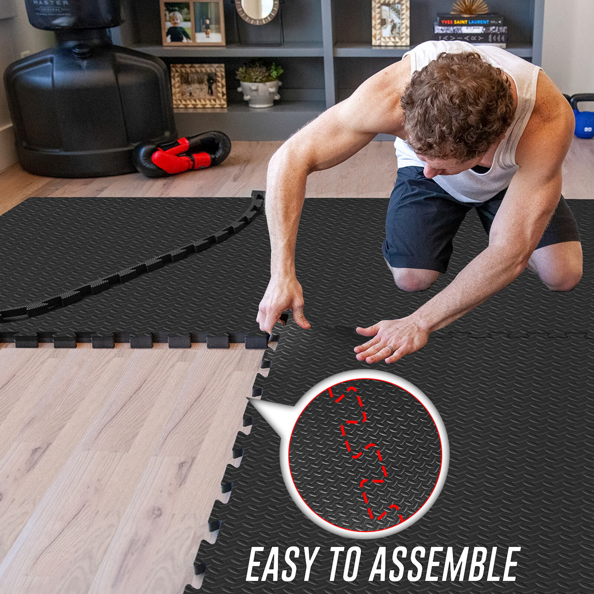 EVA INTERLOCKING FLOOR MATS SOFT FOAM GYM FLOORING MAT YOGA TILES 25 MM 60X60Cm - Top Beat Cart