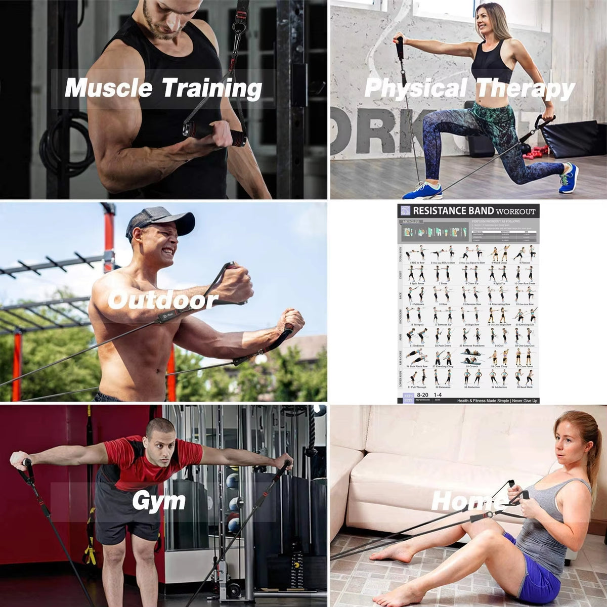 300Lb Fitness Booty Resistance Elastic Band Workout for Training Home Exercise Sport Gym Dumbbell Harness Set Expander Equipment - Top Beat Cart