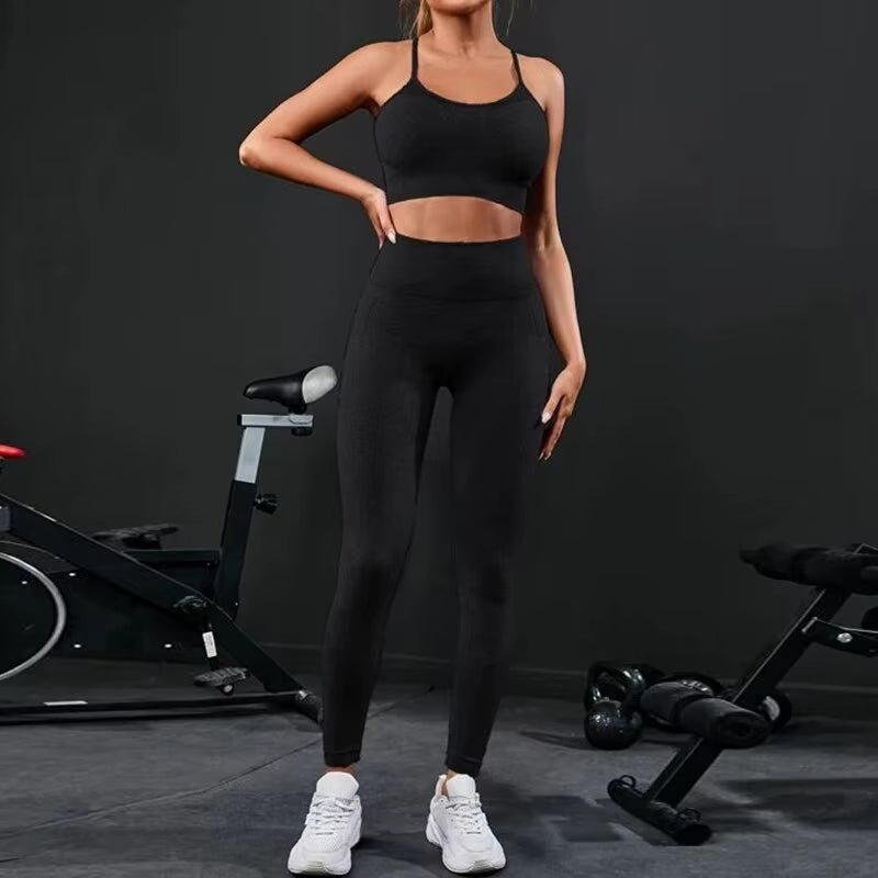2 Pieces Women'S Tracksuit Seamless Yoga Set Workout Sportswear Gym Clothing High Waist Leggings Fitness Sports Suits - Top Beat Cart