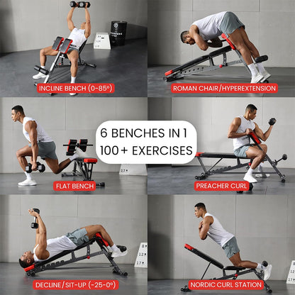 Finer Form Multi-Functional Adjustable FID Weight Bench and Roman Chair - Top Beat Cart