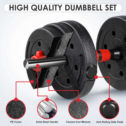 15/20/30/40 Kg Dumbbell Barbell Weight Set Pair Hand Weights Gym Fitness Workout - Top Beat Cart