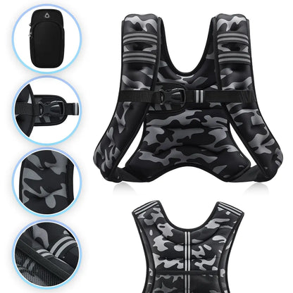 【Aprilstockup】Zelus Weighted Vests,6/8/12/16/20/25/30Lbs Weight Vest with Detachable Phone Pouch&Reflective Stripes&Adjustable Straps| Exercise Equipment & Workout Enhancer for Motivational Walking, Strength Training, Running, Rucking#Summervibes Summervi