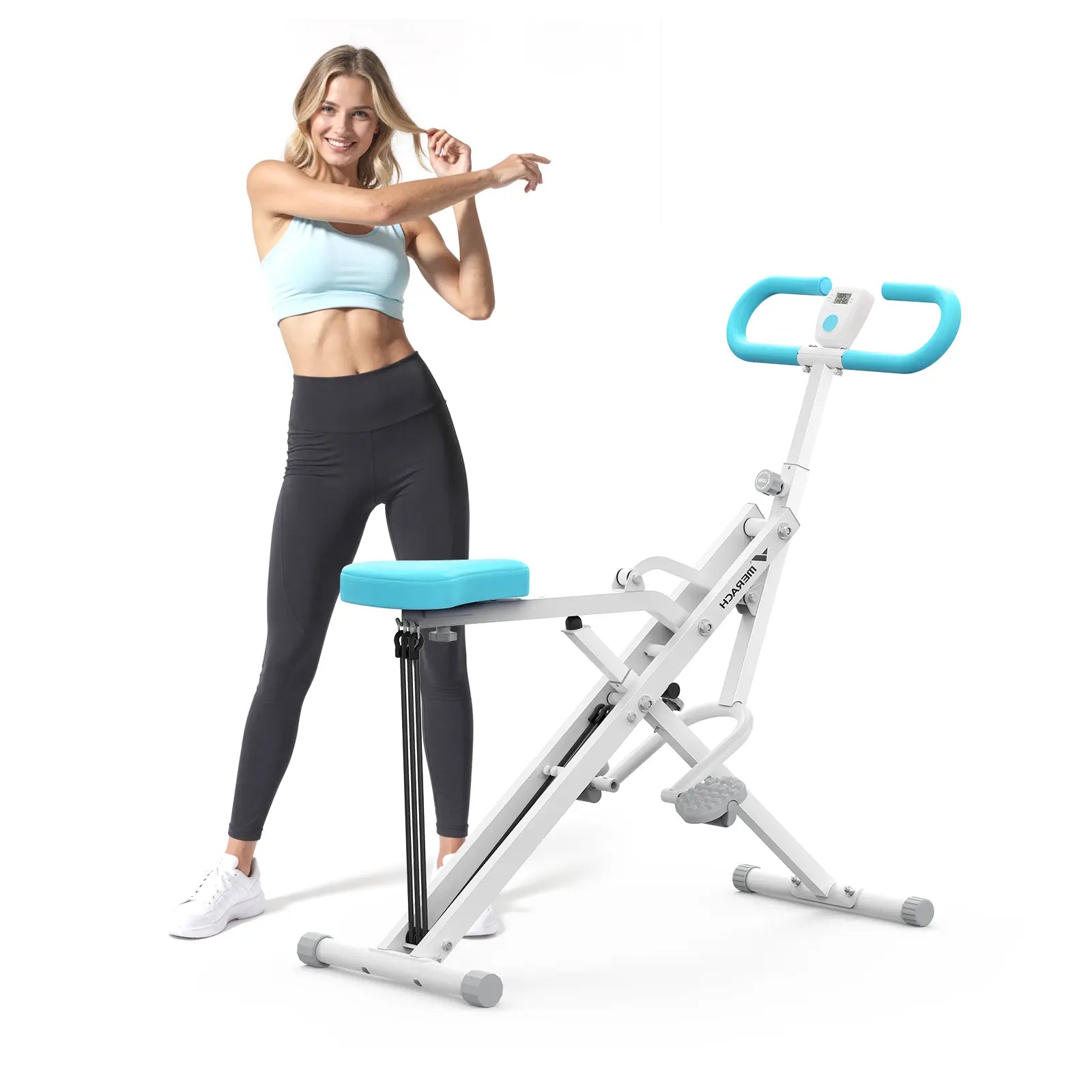Merach 2-In-1 Squat Rowing Machine, Adjustable Resistance Glutes Leg Workout Equipment with LCD Monitor, 350LBS Capacity Home Gym Exercise for Women Summervibes