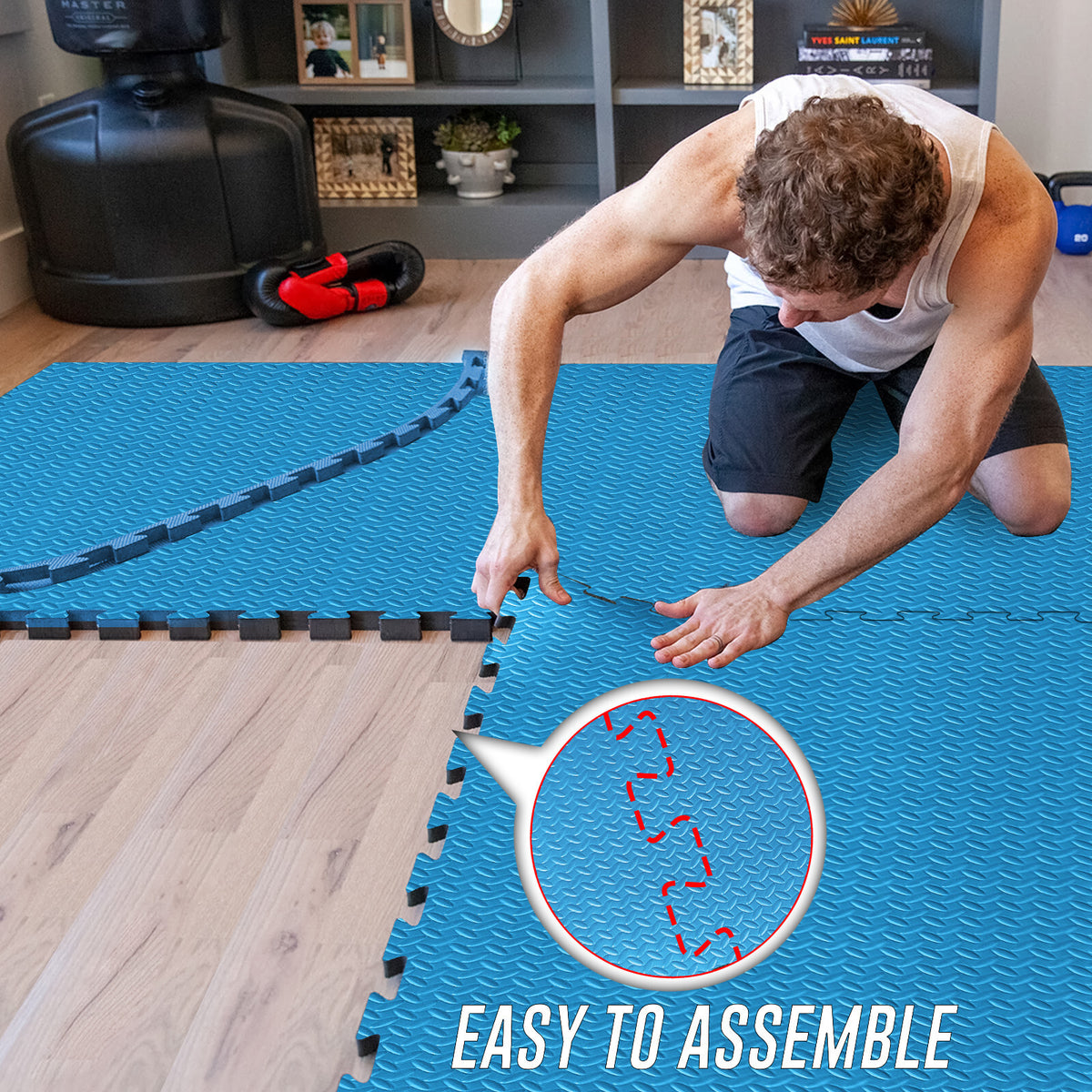 EVA INTERLOCKING FLOOR MATS SOFT FOAM GYM FLOORING MAT YOGA TILES 25 MM 60X60Cm - Top Beat Cart