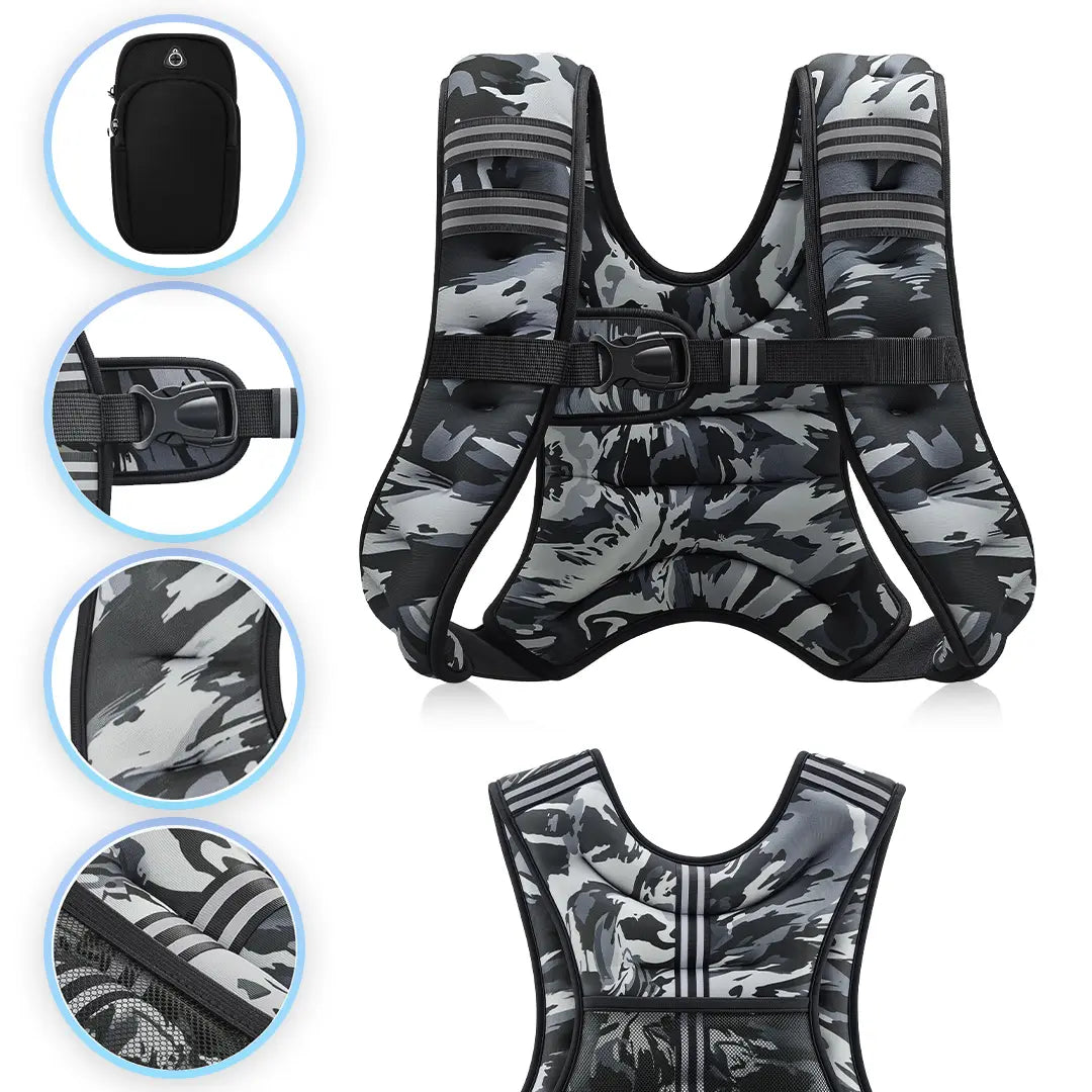 【Aprilstockup】Zelus Weighted Vests,6/8/12/16/20/25/30Lbs Weight Vest with Detachable Phone Pouch&Reflective Stripes&Adjustable Straps| Exercise Equipment & Workout Enhancer for Motivational Walking, Strength Training, Running, Rucking#Summervibes Summervi