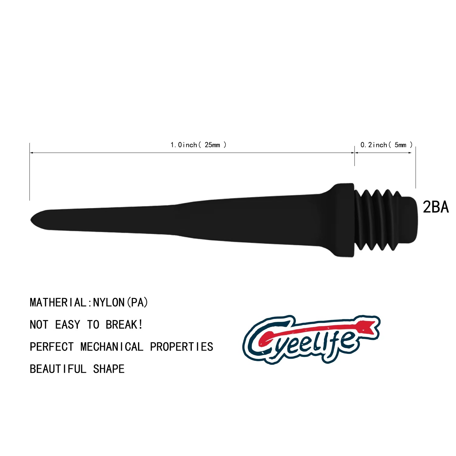 -Plastic Dart Tips for Electronic Dartboard, Soft Tipped Darts, 2BA Points, 100 Packs, 250 Packs, 500 Packs, 25Mm, 2BA