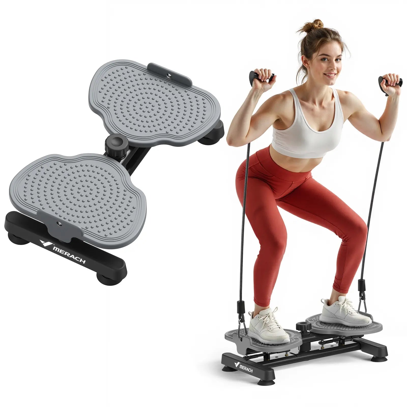 Merach Waist Twist Machine Toned Abs Waist Twister Can Stand with Feet Apart Double Non-Slip No Noise Use Exercise Equipment Abdominal Roller Workout Summervibes