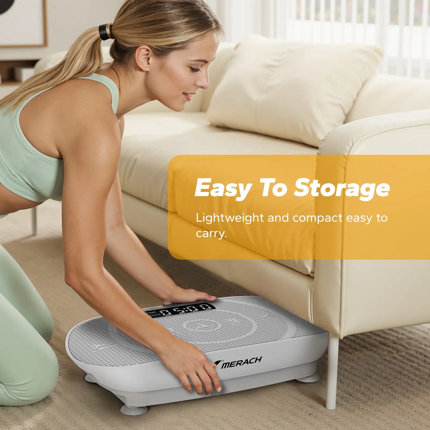 Merach Slim Vibration Plate Exercise Machine, Compact Portable with Easy Control Panel, Whole Body Low Impact Workout, High Frequency Vibration for Lymphatic Drainage, Fitness Platform for Home Gym