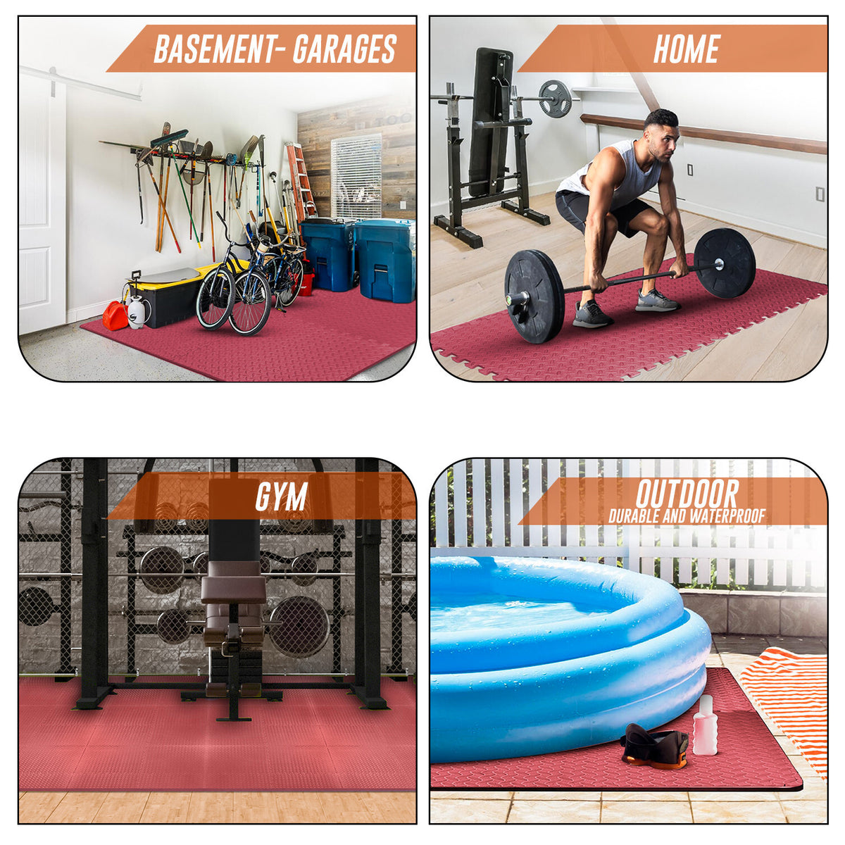EVA INTERLOCKING FLOOR MATS SOFT FOAM GYM FLOORING MAT YOGA TILES 25 MM 60X60Cm - Top Beat Cart