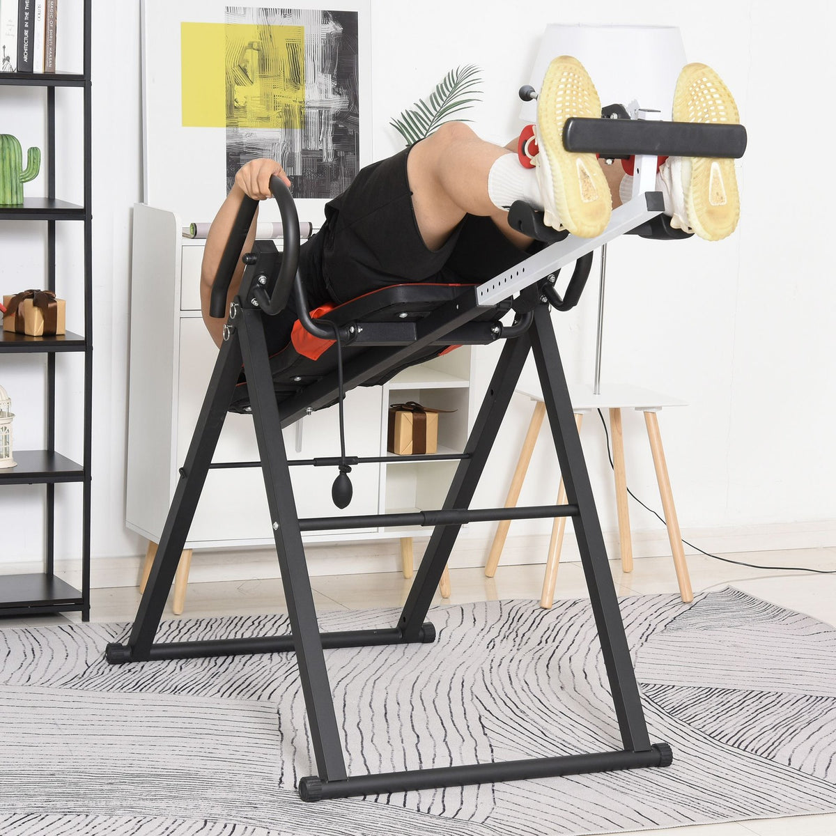 HOMCOM Adjustable Gravity Inversion Table with Safety Belt, Red - Top Beat Cart