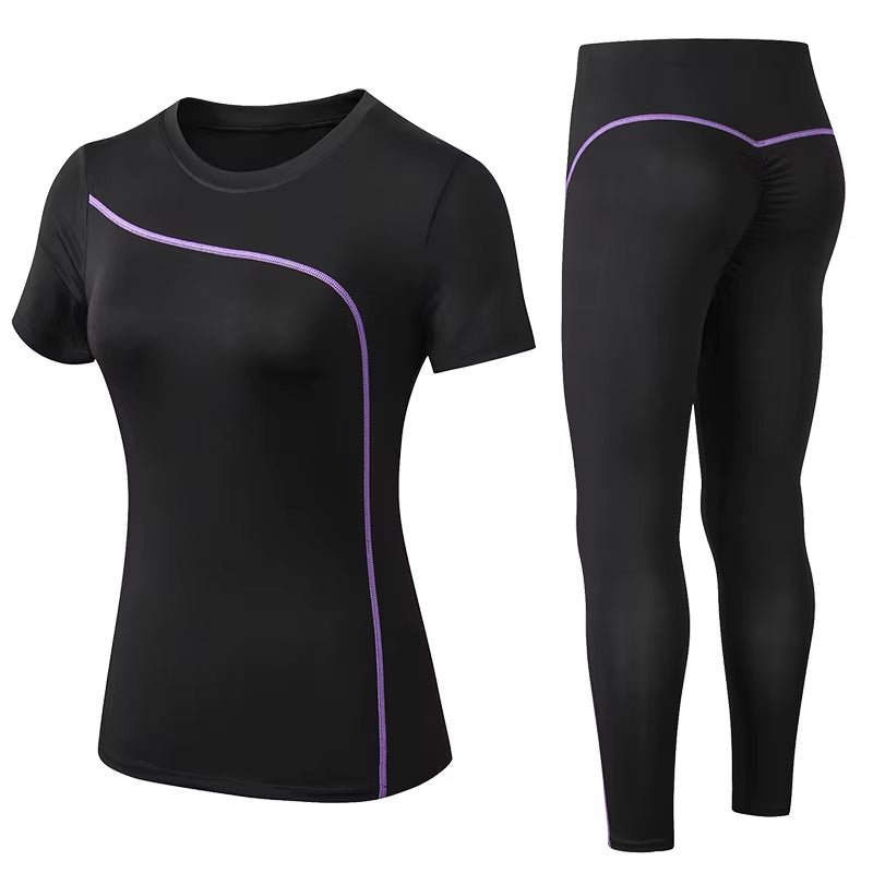 Yoga Set Quick Dry 2 Piece Female Short-Sleeved Long Pants Outdoor Sportswear Fitness Suit plus Size Sport Outfit for Woman - Top Beat Cart