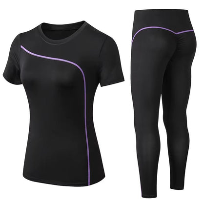 Yoga Set Quick Dry 2 Piece Female Short-Sleeved Long Pants Outdoor Sportswear Fitness Suit plus Size Sport Outfit for Woman - Top Beat Cart