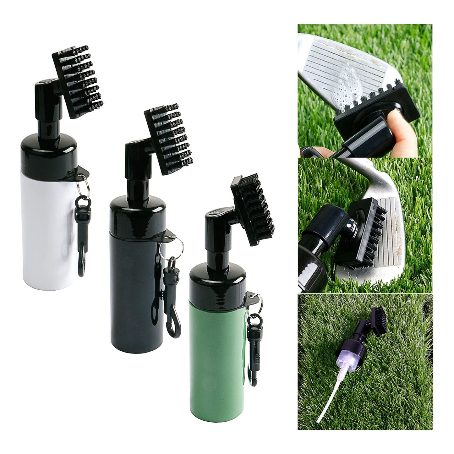 Protable Golf Club Groove Brush Plastic Cleaning Brush Golf Cleaner with Water Bottle Self-Contained Water Brush - Black Ball