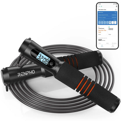 RENPHO Smart Jump Rope with APP Data Storage, Jumping Rope for Men, Women, Skipping Rope with Counter, Home Workout Equipment Gym Gifts Spring Glow Up