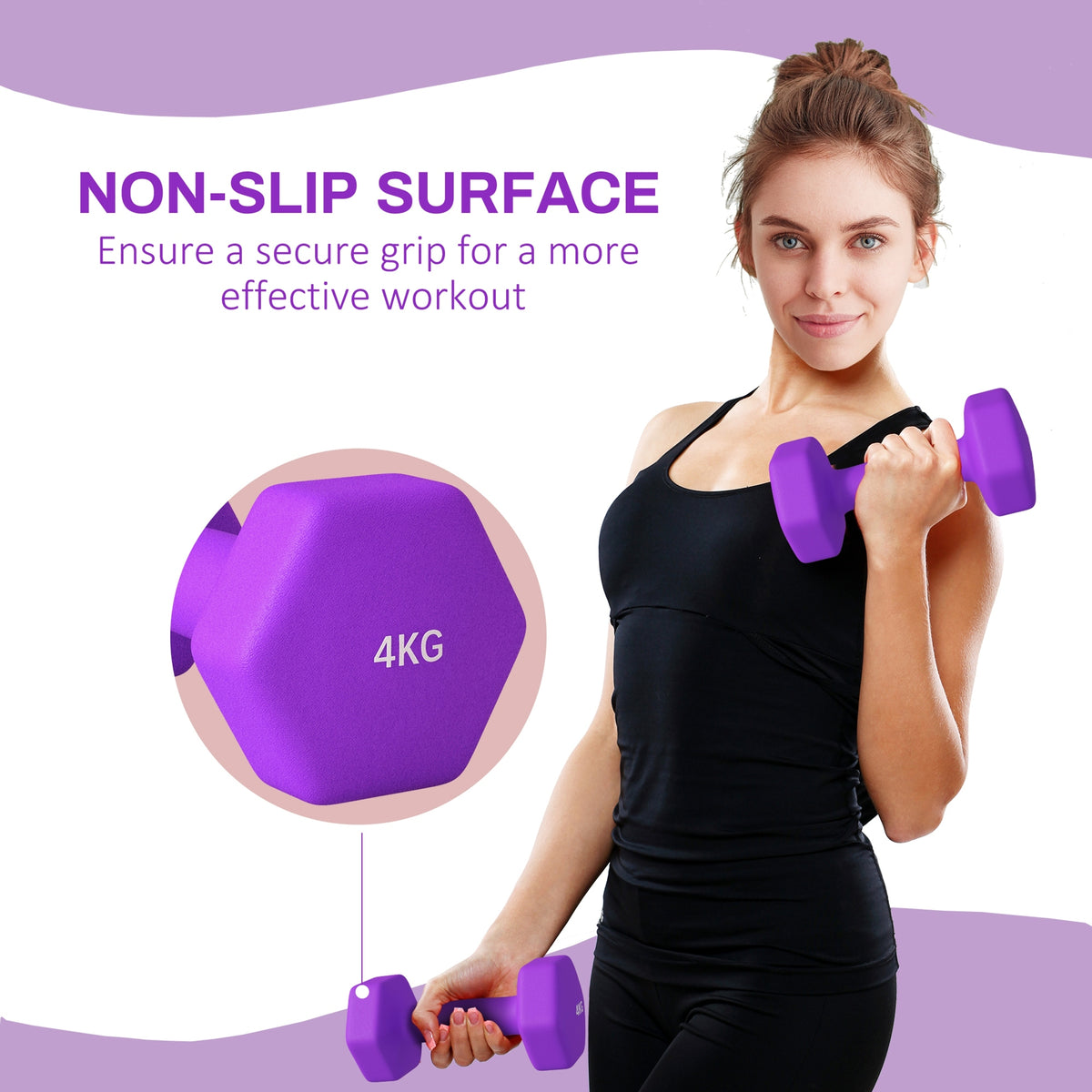 Set of 6 Dumbbells, Hexagonal Weights Pair, 2 X 3Kg, 2 X 4Kg, 2 X 5Kg - Top Beat Cart